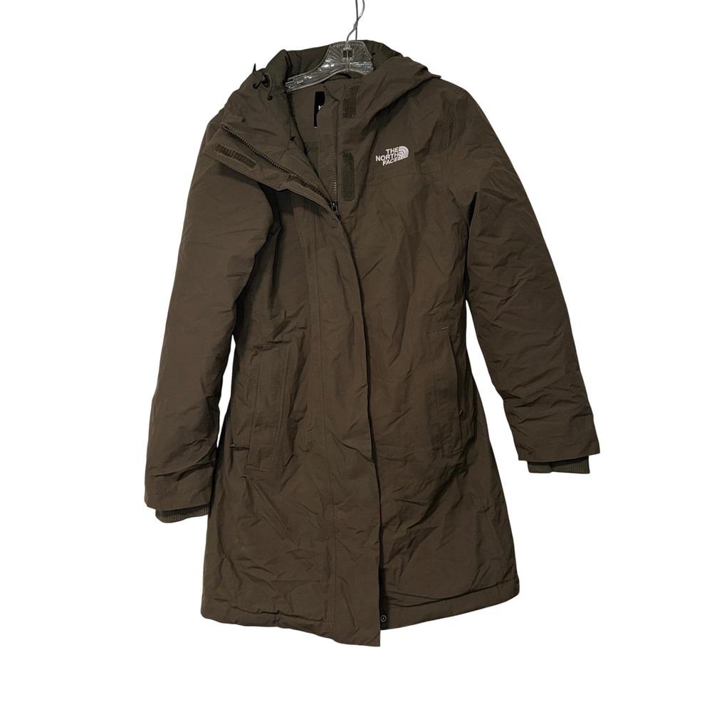 The North Face Arctic Parka Jacket Womens Small Olive Green Insulated Hooded